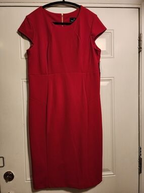 Nwt Ronni Nicole Red Midi Sheath Dress with Cap Sleeves